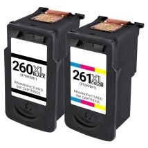 Canon 260XL & 261XL (PG-260XL- CL-261XL) - Deux cartouches d'encre Noir & couleur Réusinées Haut Rendement